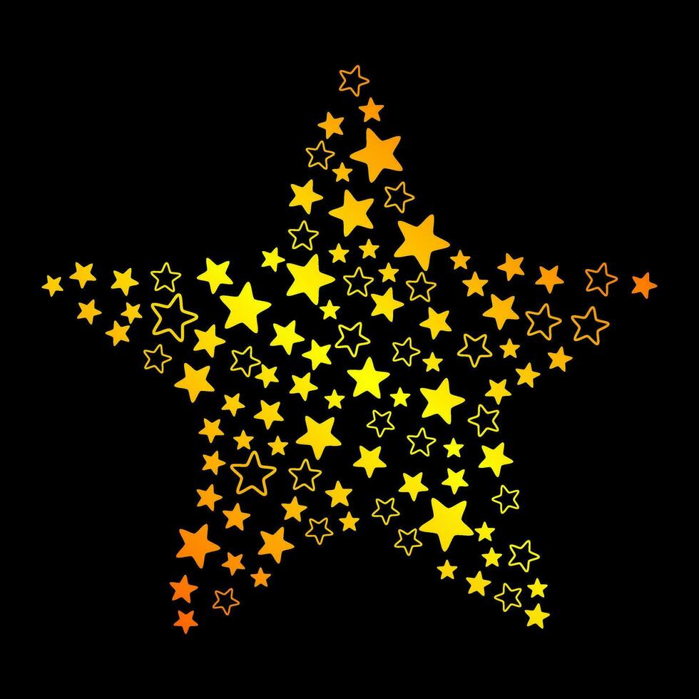 golden glänzend Star auf schwarz Hintergrund. funkeln Star Vektor Illustration.