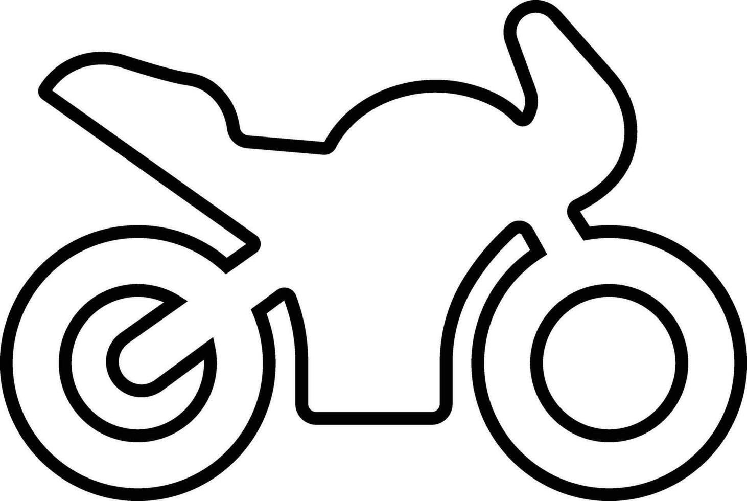 Motorrad und Motorrad Symbol im Linie isoliert auf Seite Aussicht von alle nett von Motorrad von Moped, Roller, Roadster, Sport, Kreuzer, und Zerhacker. Vektor zum Apps, Netz