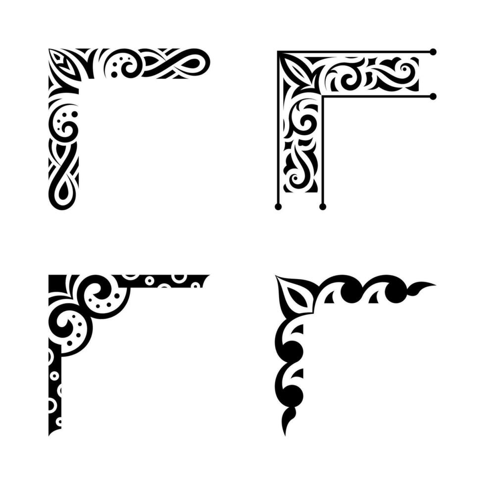 Kalligraphie Ecke Rahmen Ornament Vektor. Jahrgang Luxus Arabisch kalligraphisch Ecke einstellen vektor