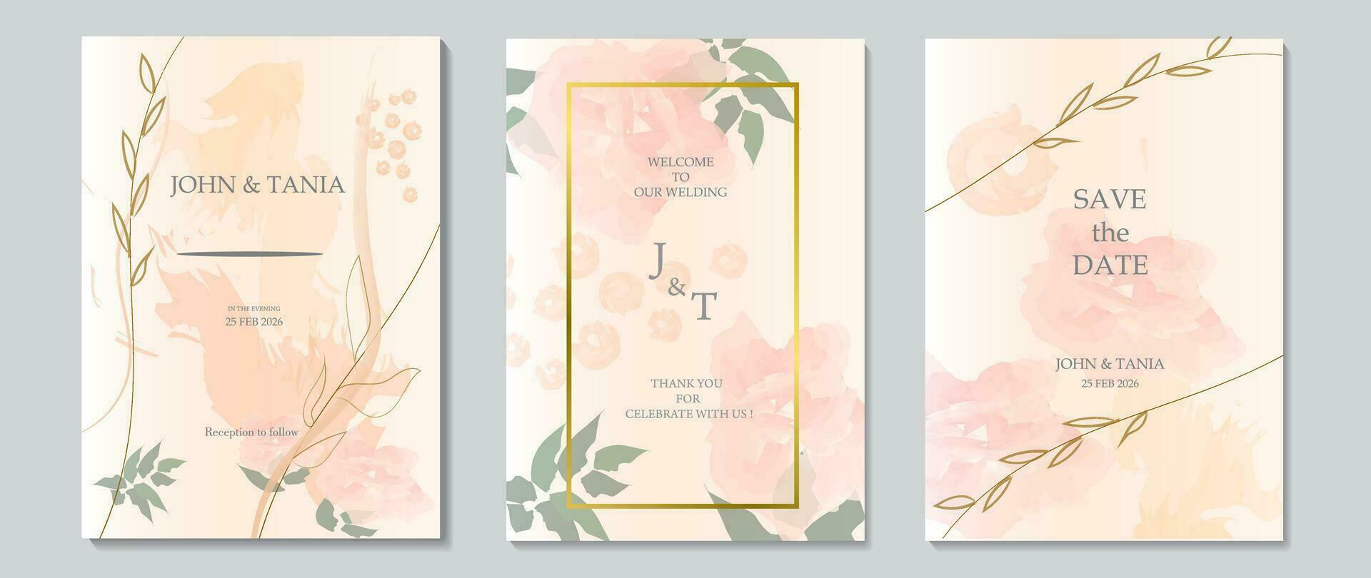 Hochzeit Einladung Karte Design abstrakt Blumen- Vektor Vorlage