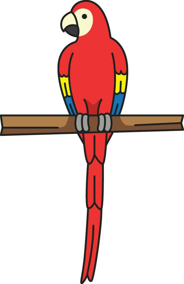 Papagei auf ein Ast Symbol im Karikatur Stil auf ein Weiß Hintergrund vektor