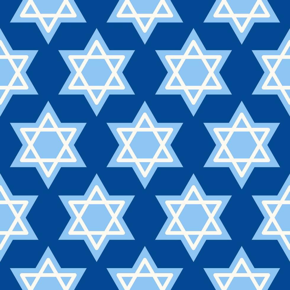 Blau Star von David nahtlos Muster. einfarbig minimal Hintergrund. Vektor Illustration