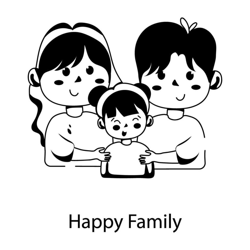 trendige glückliche Familie vektor