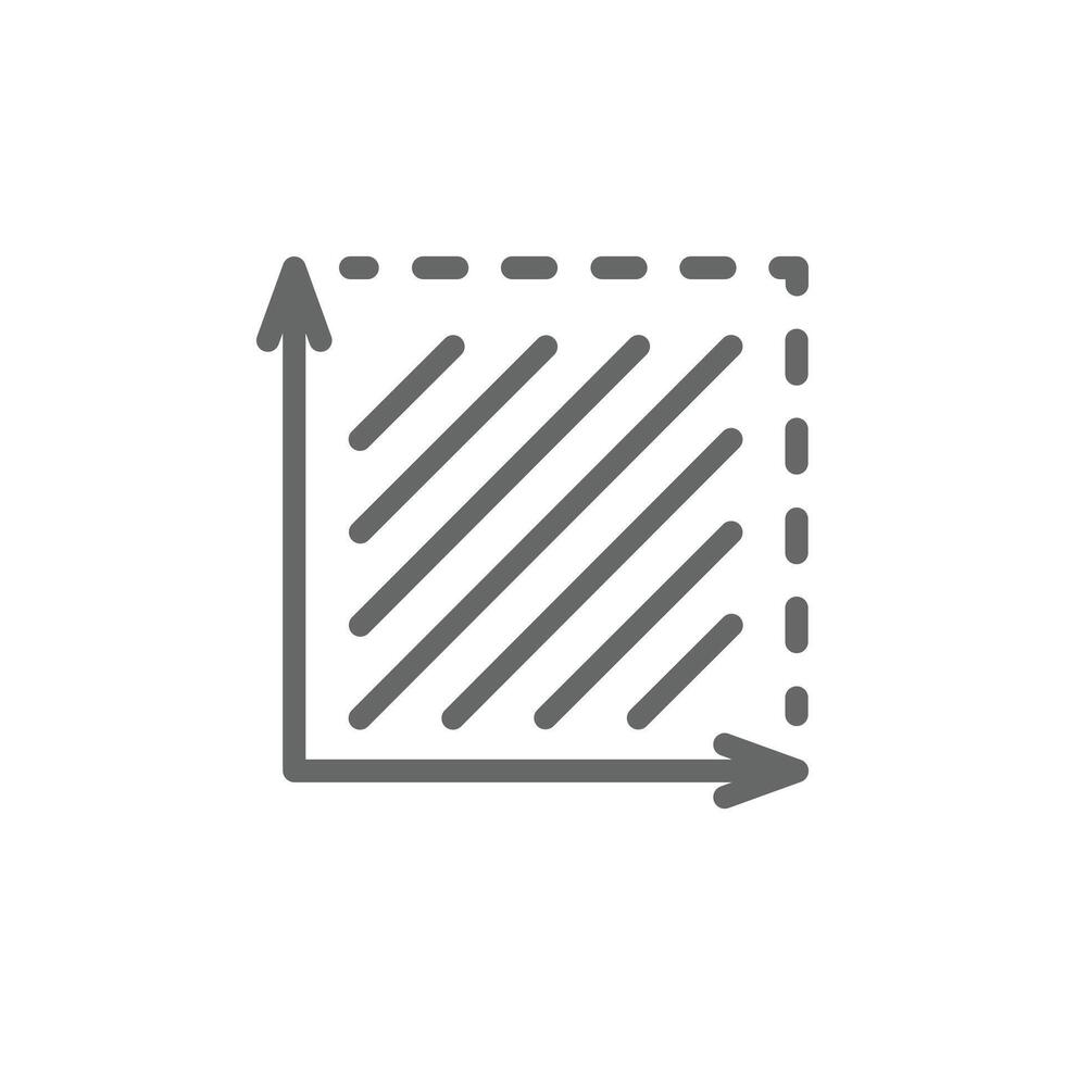 grau Platz Bereich Linie Kunst Symbol isoliert auf Weiß Hintergrund. Koordinate Achsen unterzeichnen. Koordinate System eben Mathematik Graph Symbol. Messung Land Bereich. Platz Abmessungen Piktogramm. vektor