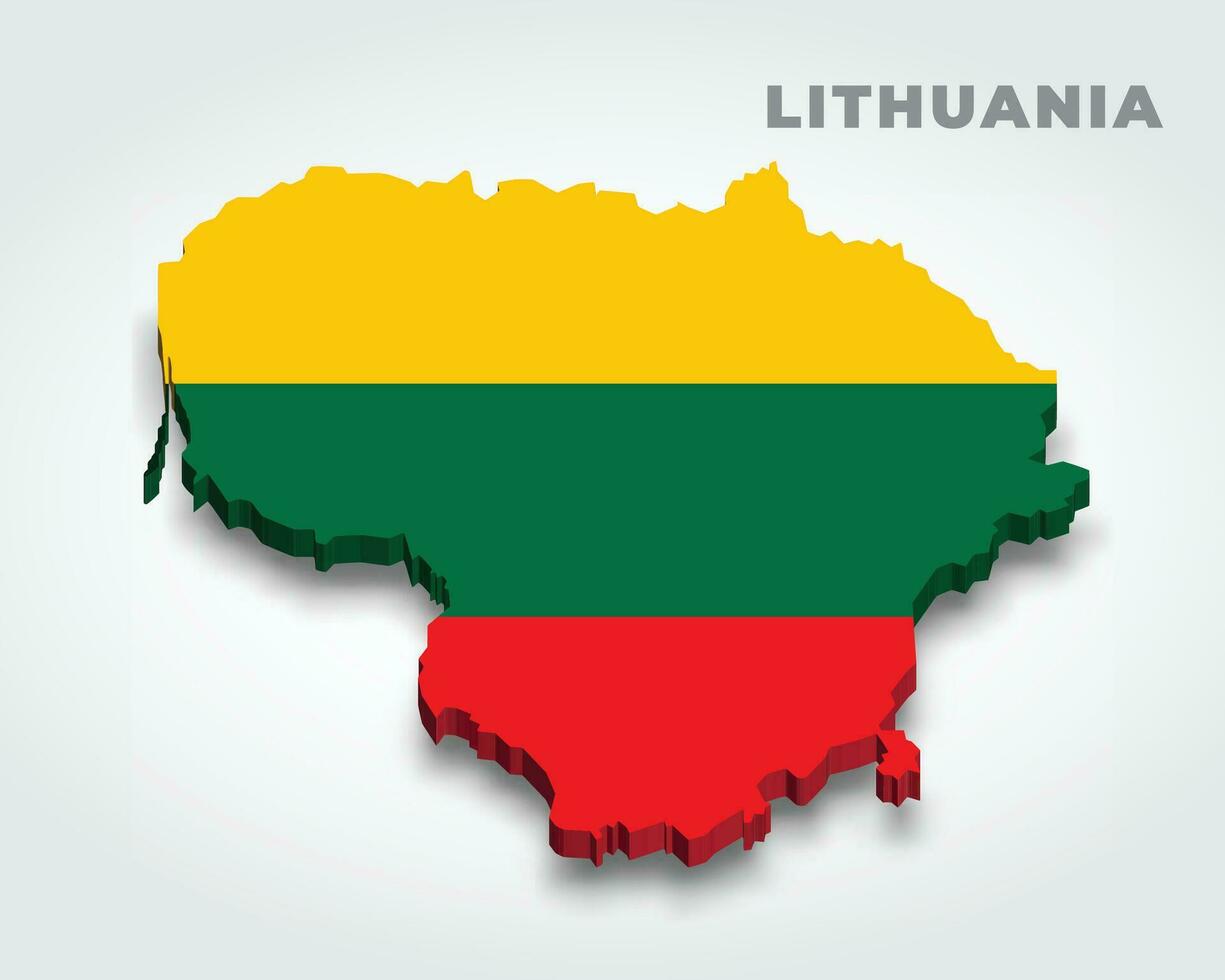 Litauen 3d Flagge Karte vektor