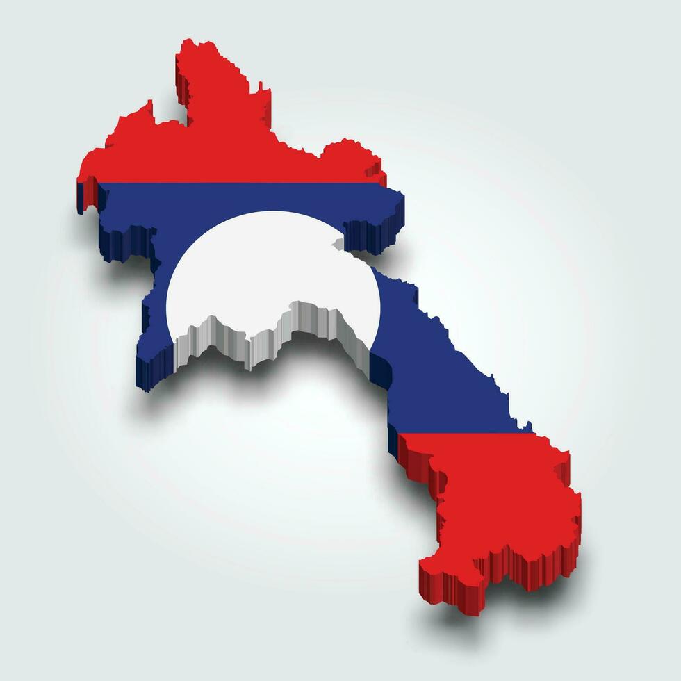 Laos 3d Flagge Karte vektor