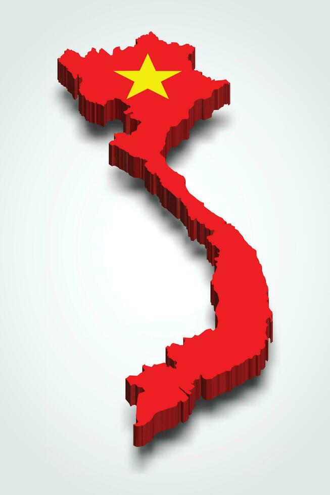 Vietnam 3d Flagge Karte vektor