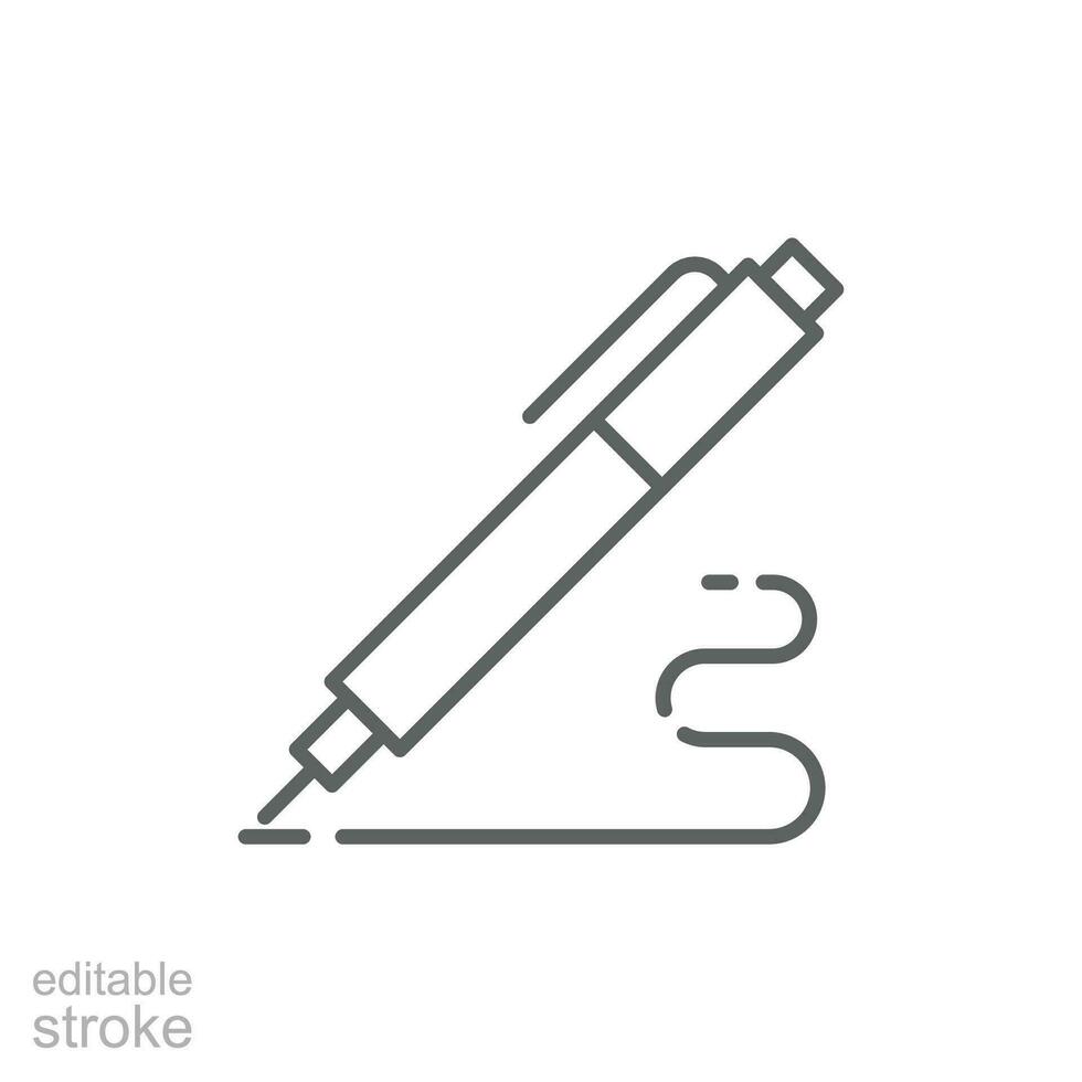 Stift, schreiben Symbol. einfach Gliederung Stil. Unterschrift Stift, Papier, Tinte, Zeichen, Bleistift, Werkzeug, Bildung Konzept. dünn Linie Symbol. Vektor Illustration isoliert. editierbar Schlaganfall.