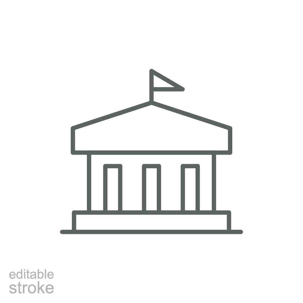 Stadt Halle Gebäude Symbol. einfach Gliederung Stil. kommunal, Halle Stadt, Botschaft, Rat, Regierung Konzept. dünn Linie Symbol. Vektor Illustration isoliert. editierbar Schlaganfall.