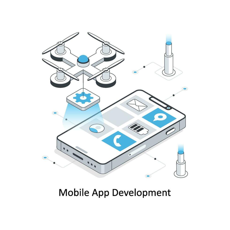 Handy, Mobiltelefon App Entwicklung isometrisch Lager Illustration. eps Datei vektor