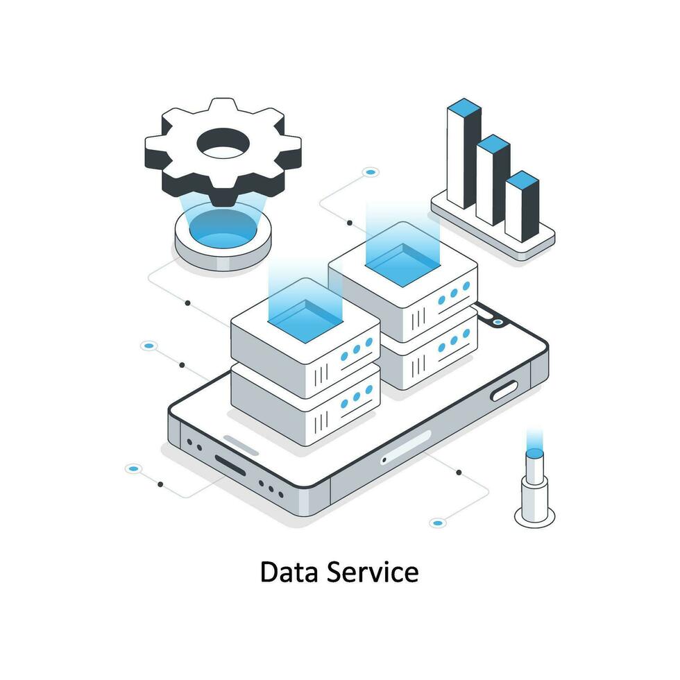 data service isometrisk stock illustration. eps fil vektor