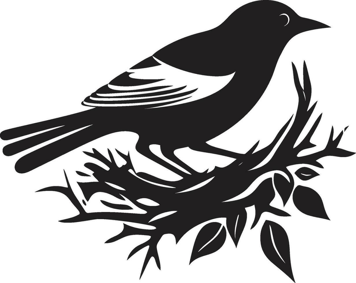 gefertigt Barsch Vektor Nest Logo Voliere Maven schwarz Vogel Nest Symbol