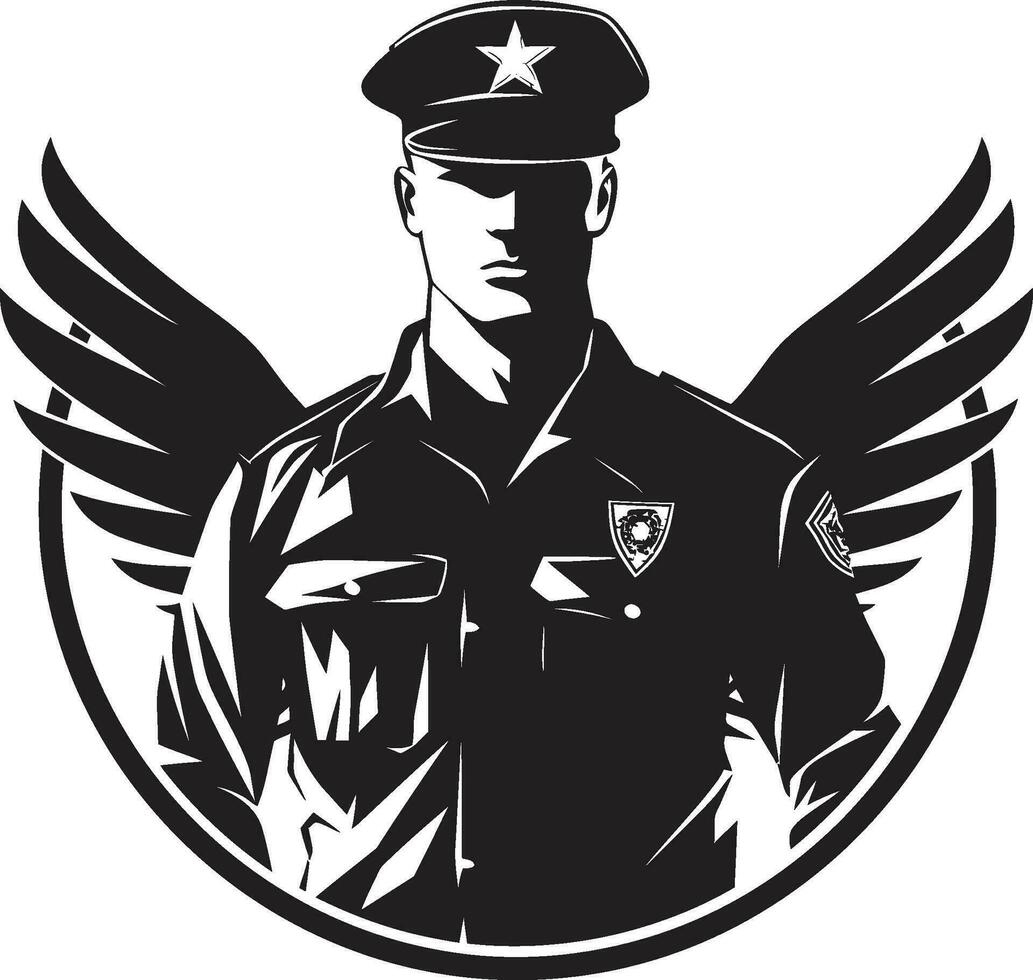 Krieger Tapferkeit schwarz Vektor Soldat Logo Defensive Wächter bewaffnet Soldat schwarz Symbol