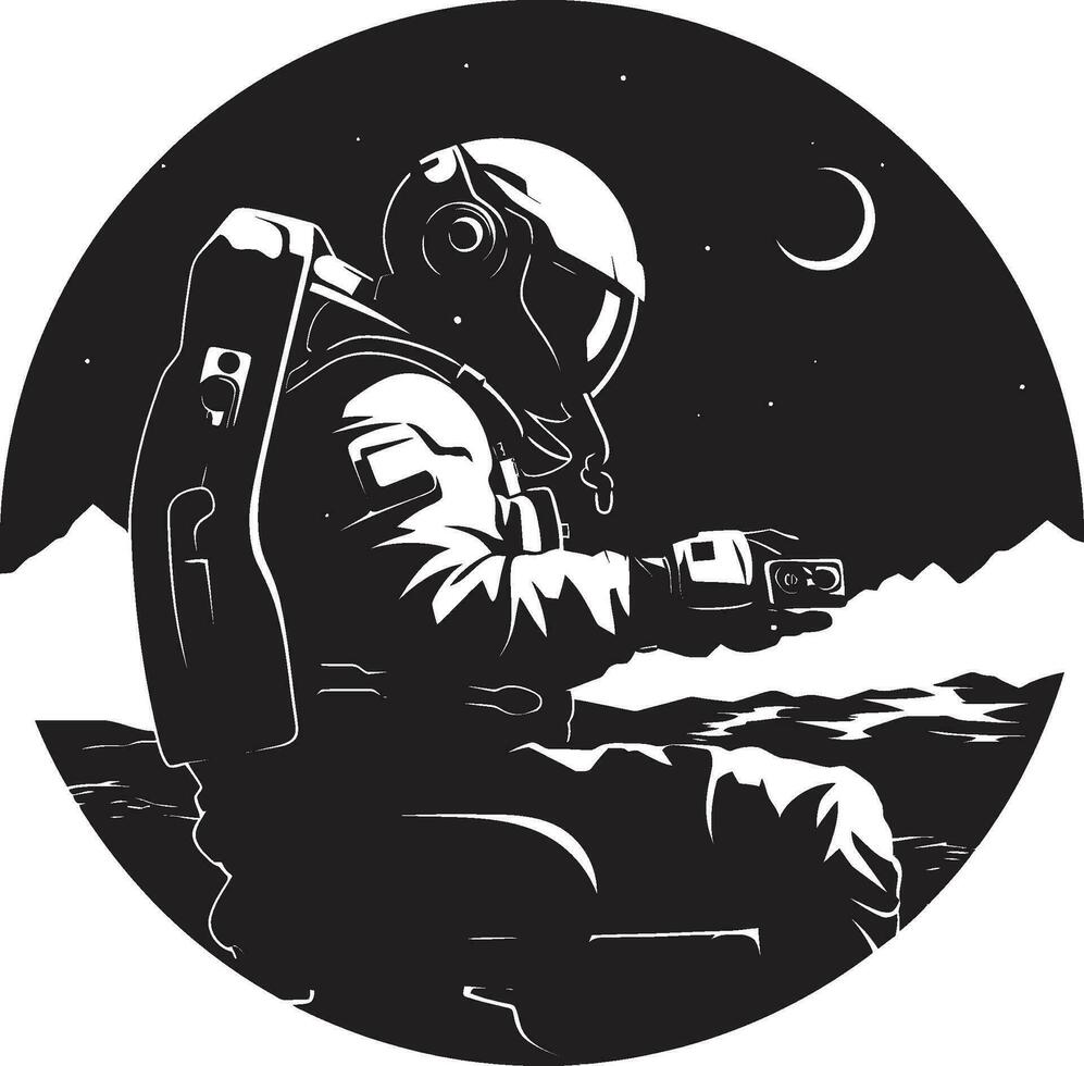 noll allvar explorer astronaut vektor ikon orbital resande svart astronaut emblem