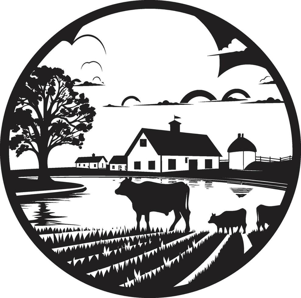 Ernte Erbe schwarz Symbol zum Bauernhöfe ländlich Aussicht landwirtschaftlich Logo Design vektor