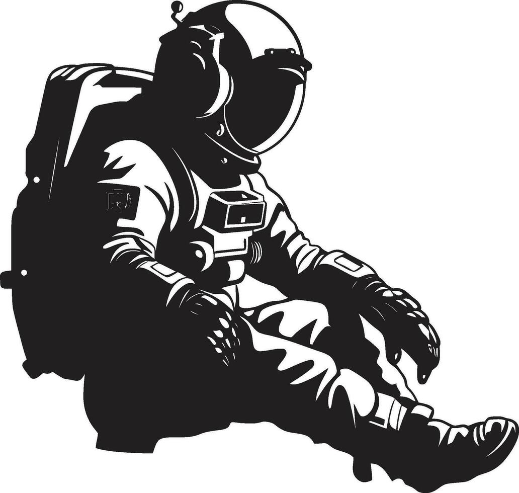 Kosmos Reisende schwarz Raum Forscher Logo galaktisch Expeditionist Astronaut Vektor ico