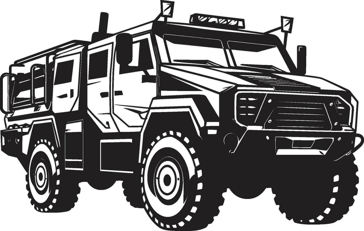 Defensive Expedition Militär- Fahrzeug Symbol Krieger s Reiten schwarz Heer 4x4 Logo vektor