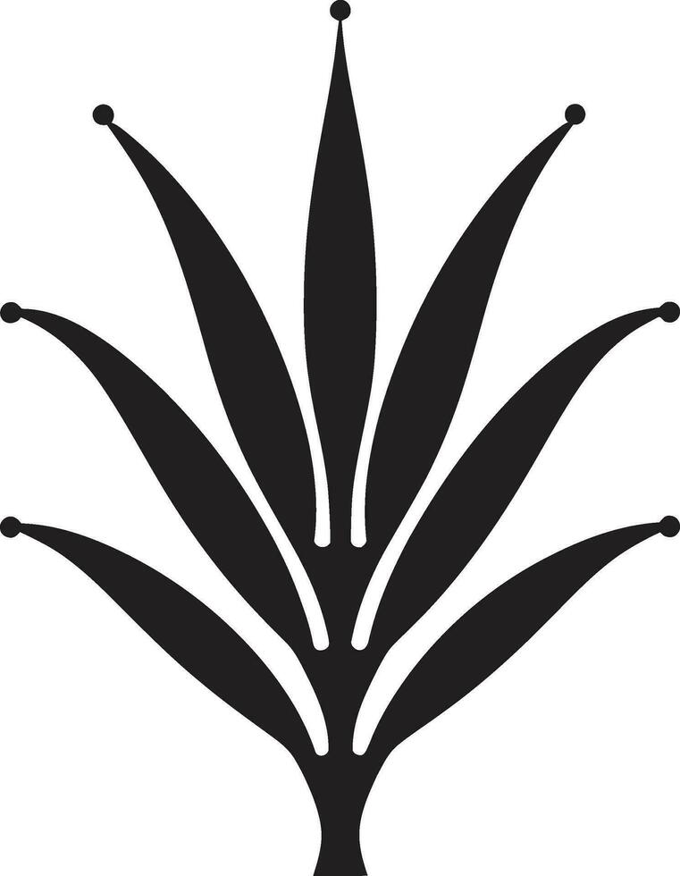 botanisch Wesen Aloe vera schwarz Logo Symbol Heilung Oase schwarz Aloe Vektor Design