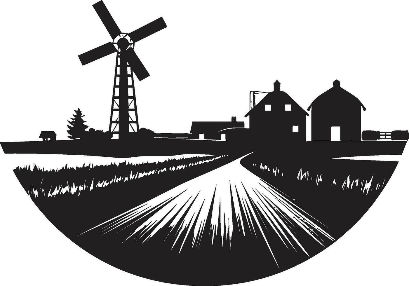 Ernte Oase schwarz Vektor Emblem ländlich Zuflucht Bauernhaus Symbol