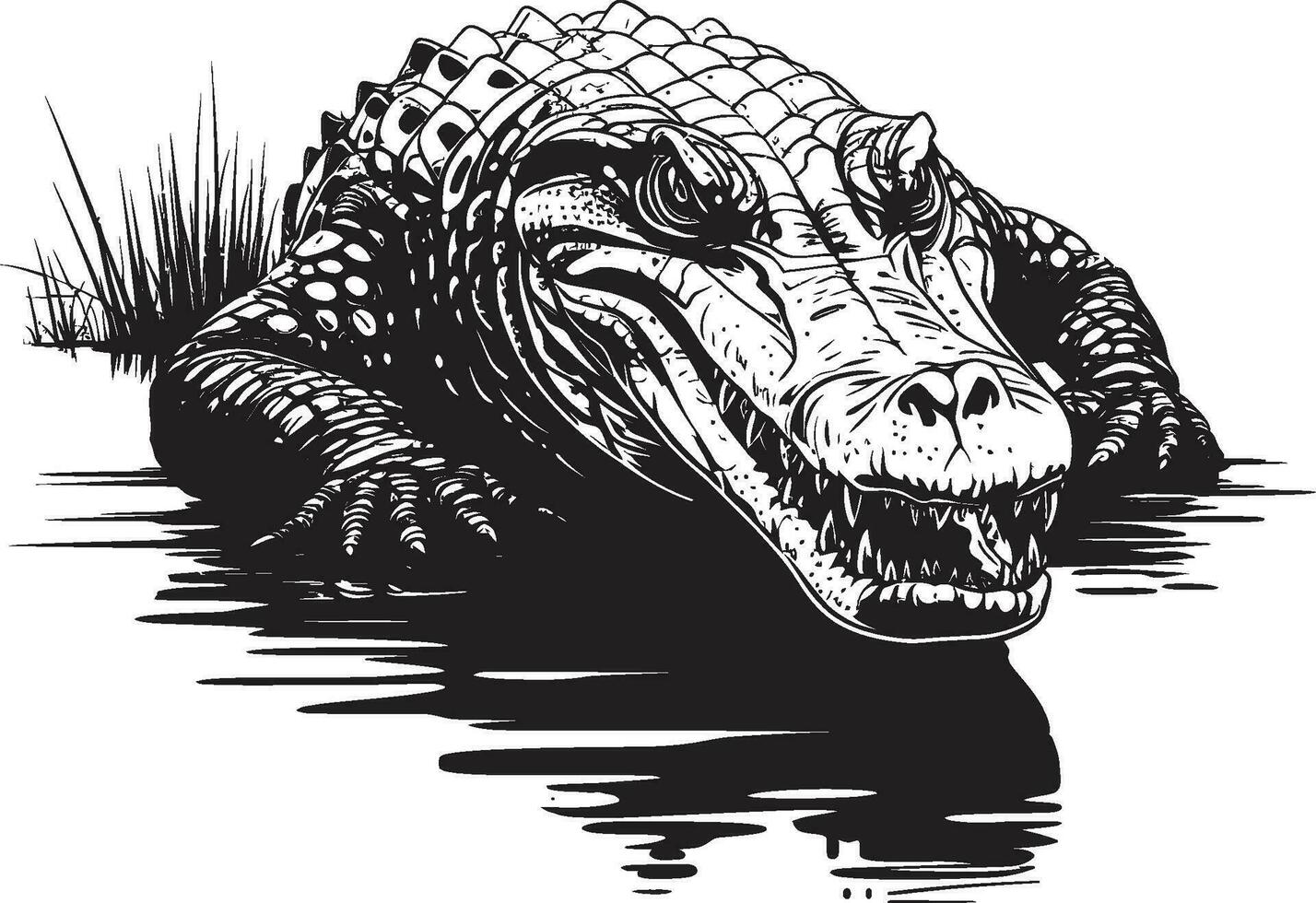 smygande anfallare alligator svart logotyp emblem predatory närvaro svart alligator vektor