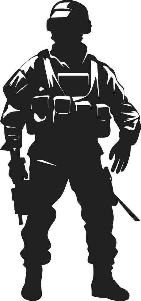 Wächter Tapferkeit schwarz Soldat Symbol Design Kampf Präzision Vektor bewaffnet Kräfte Logo