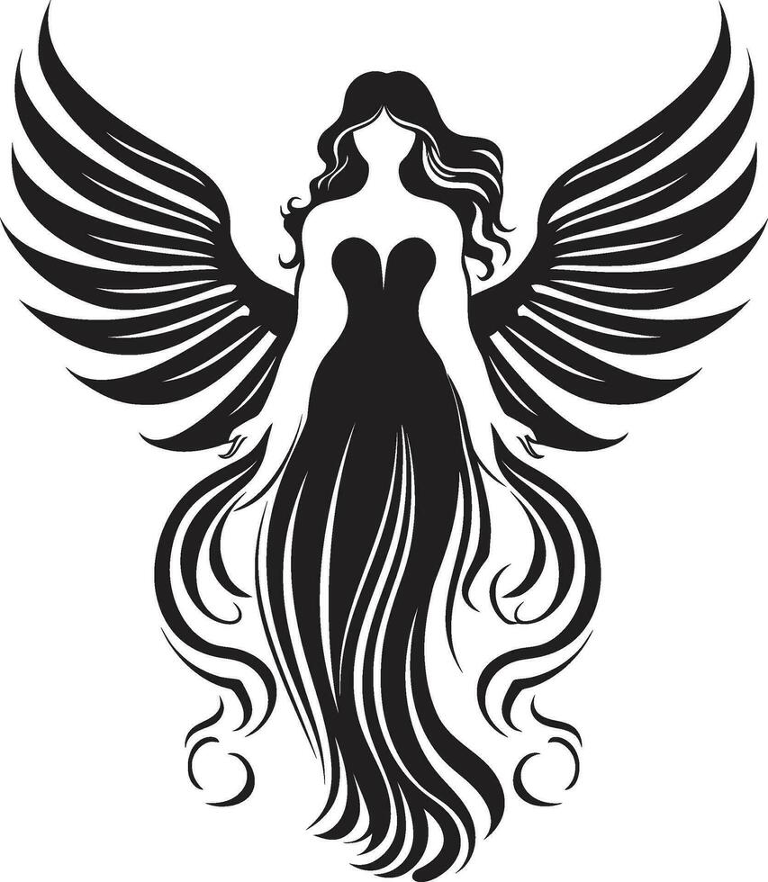 gudomlig harmoni änglalik emblem design eterisk väktare vektor ängel ikon