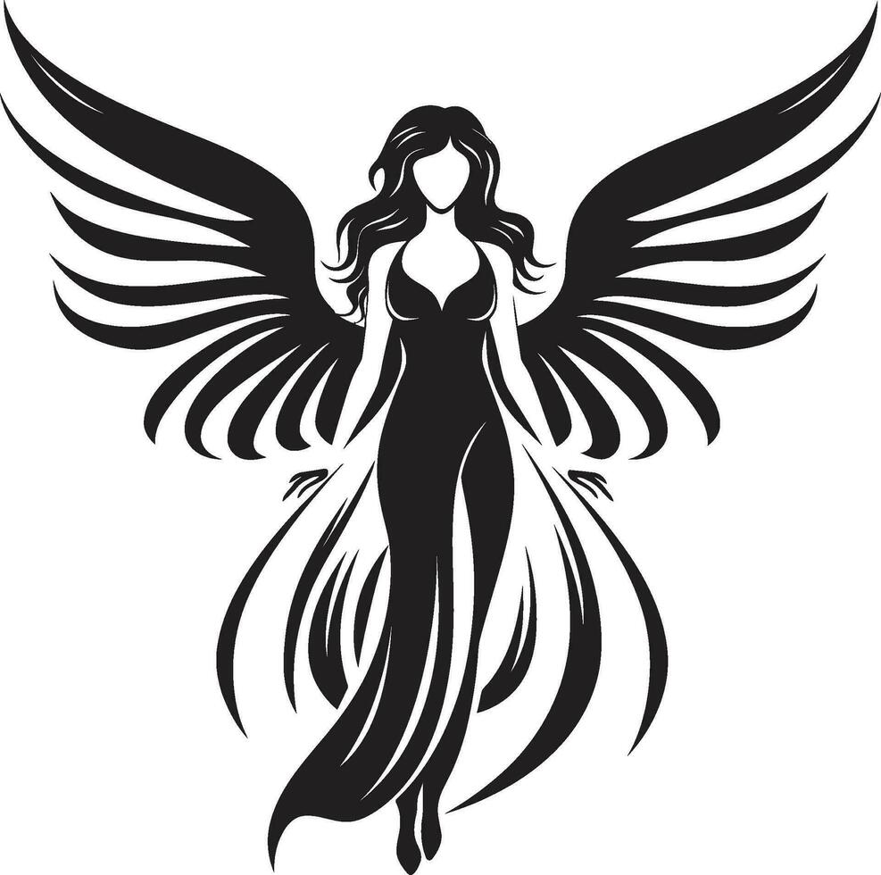 serafisk skönhet vektor bevingad logotyp astral lugn ängel vingar ikon