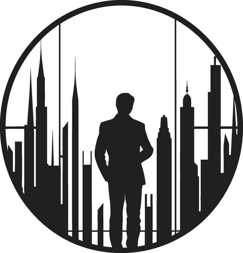 urban arkitekt vektor man logotyp i svart design ljuskälla arkitekt ikoniska emblem