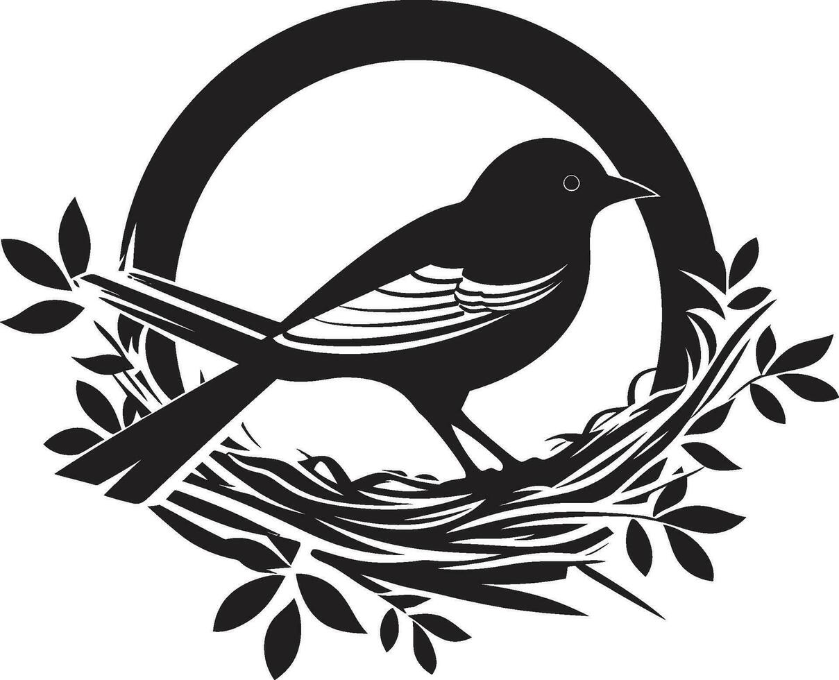 Weber Flügel schwarz Vogel Nest Logo gefiedert Verschachtelung Vektor Vogel Symbol