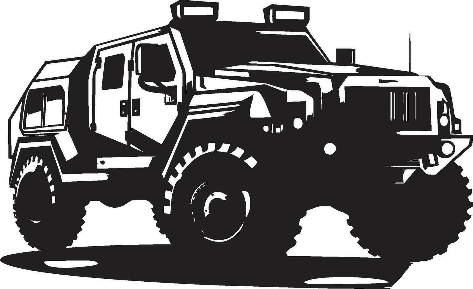 Kampf Kreuzer Heer Fahrzeug Vektor Logo taktisch Transport schwarz ikonisch 4x4 Emblem