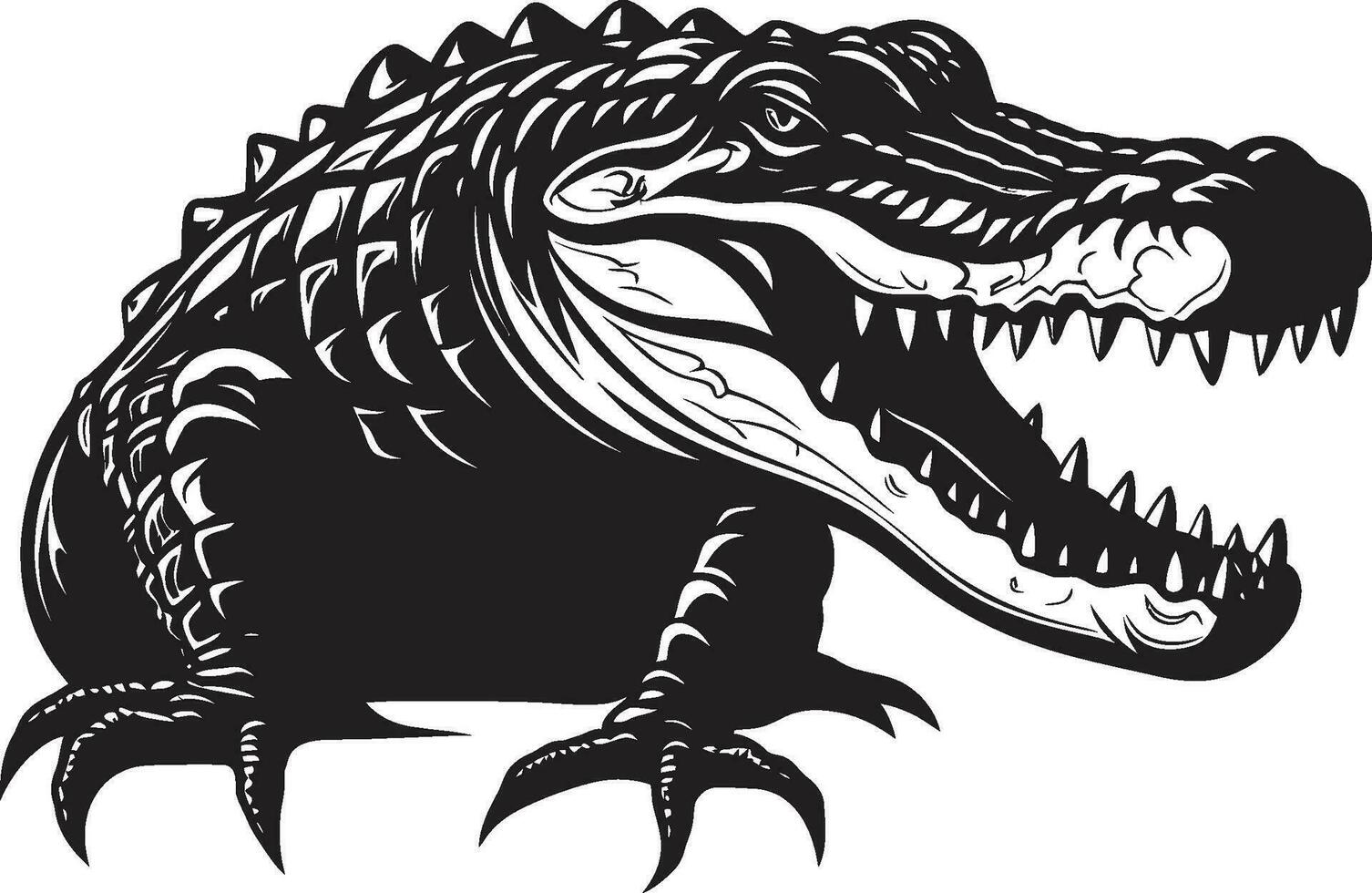 elegant rovdjur vektor alligator logotyp reptil- monark svart alligator ikon design