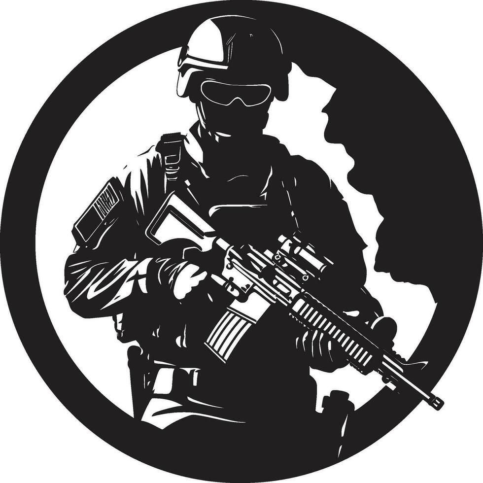 strategisch Verteidiger bewaffnet Wächter Logo Krieger Wächter Vektor Soldat Symbol