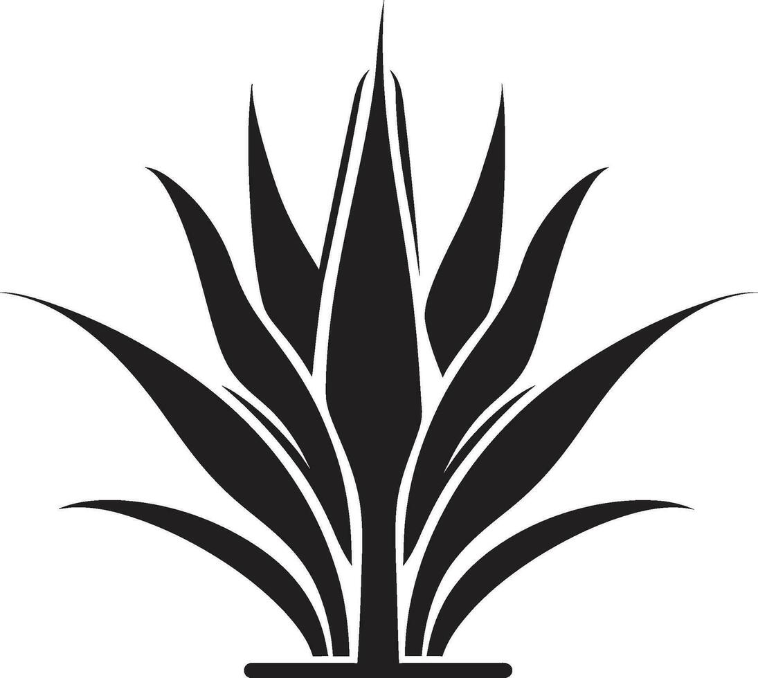 Kräuter- Glanz Aloe Pflanze Vektor Symbol organisch Aura schwarz Vektor Aloe Emblem