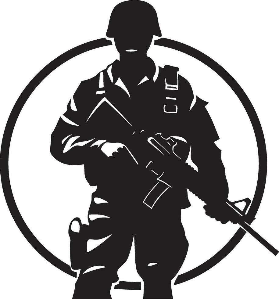 Soldat s Entschlossenheit schwarz Soldat Symbol Kampf Wächter Vektor Soldat Logo