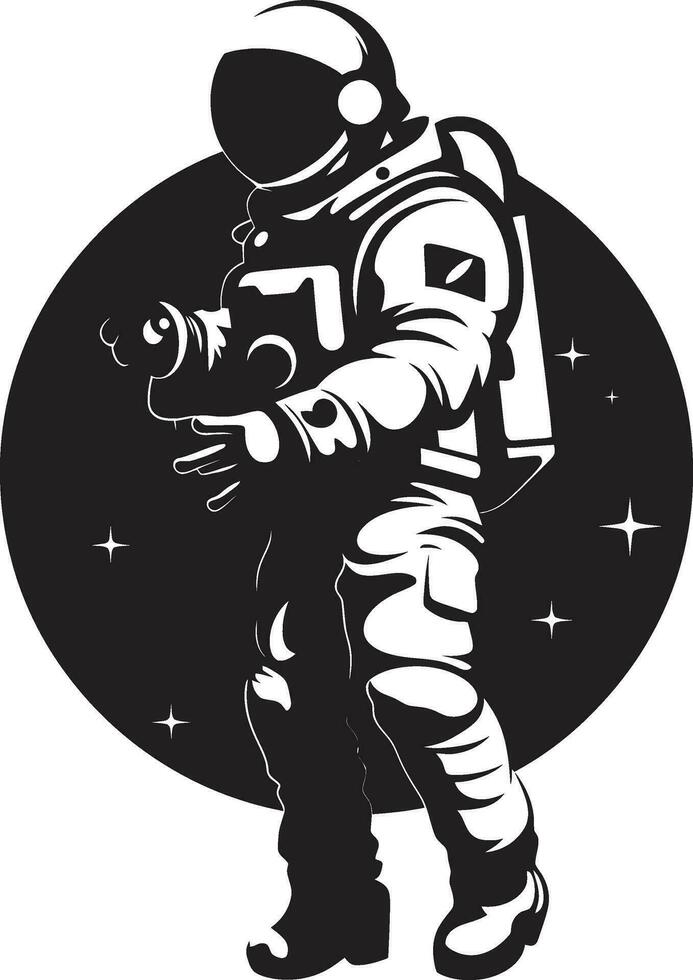 Raum Odyssee Vektor Astronaut Design stellar Reisende schwarz Helm Symbol