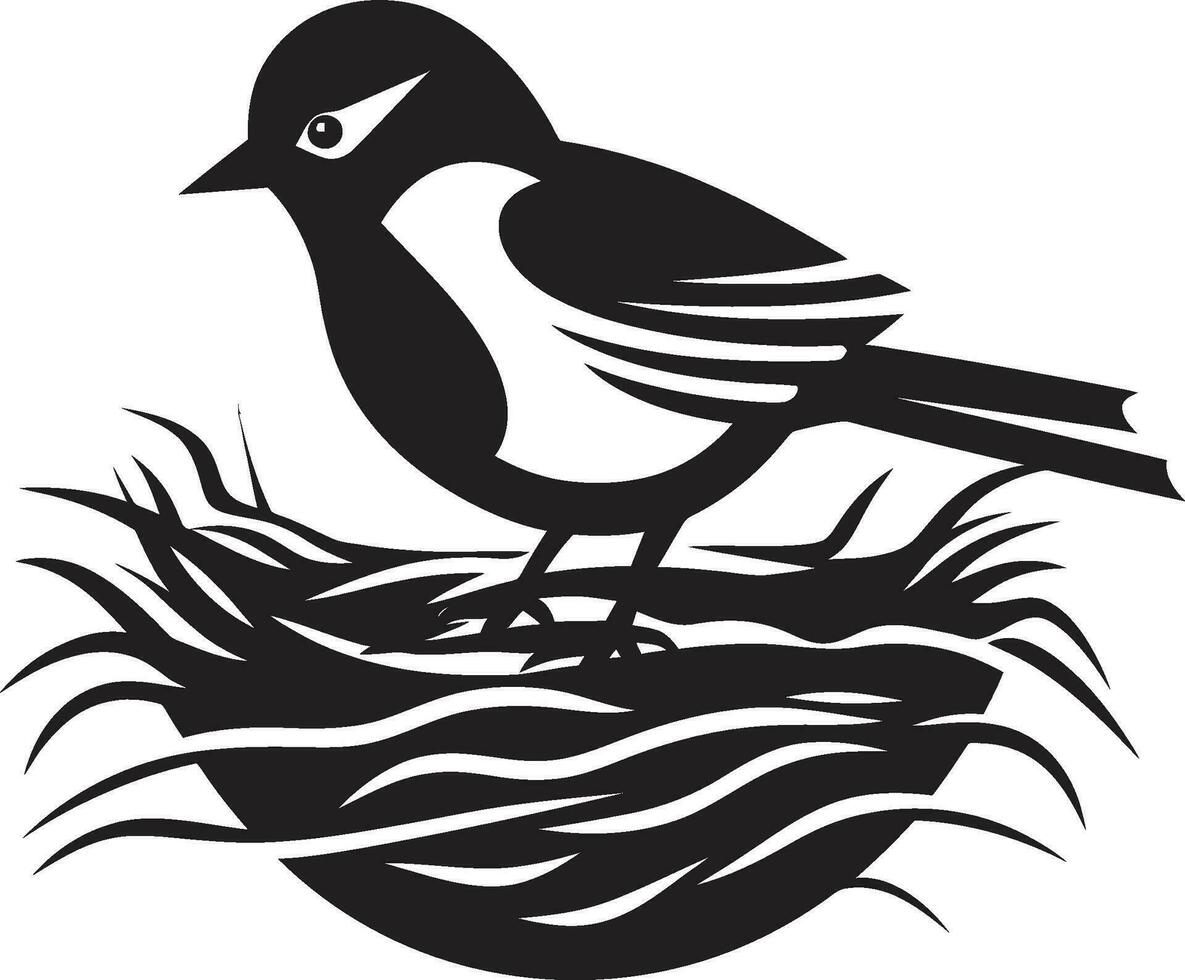bo skapare svart fågel emblem avian assemblerare vektor bo design