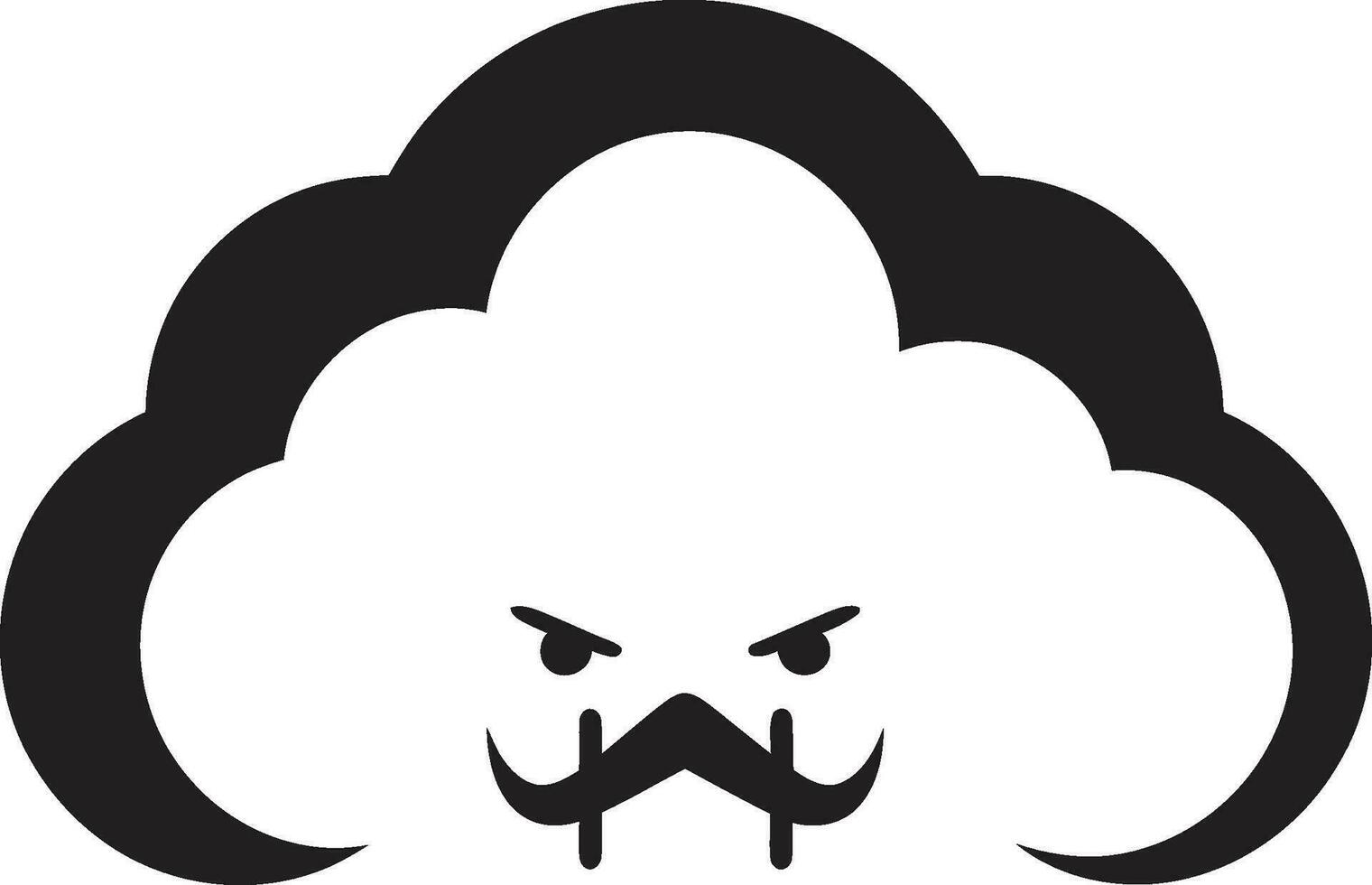 bedrohlich Sturm Karikatur Wolke Vektor Emblem wütend Cumulonimbus schwarz wütend Wolke Symbol