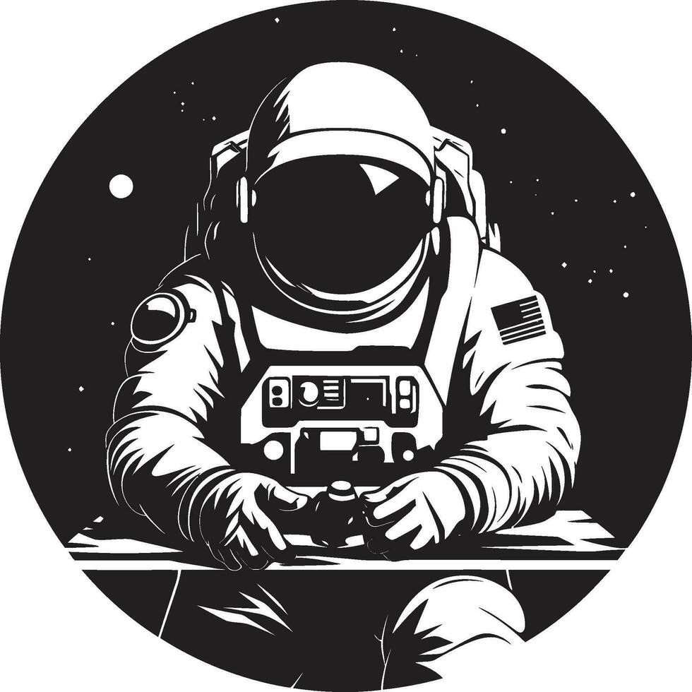 galaktisch Vorreiter Astronaut Helm Symbol interstellar Abenteurer schwarz Raum Logo vektor