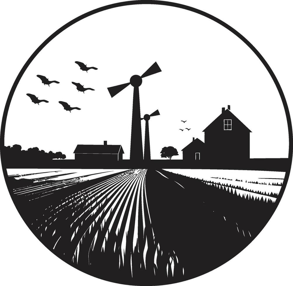 ländlich Glanz schwarz Emblem Design Gehöft Aussicht Vektor Bauernhaus Logo