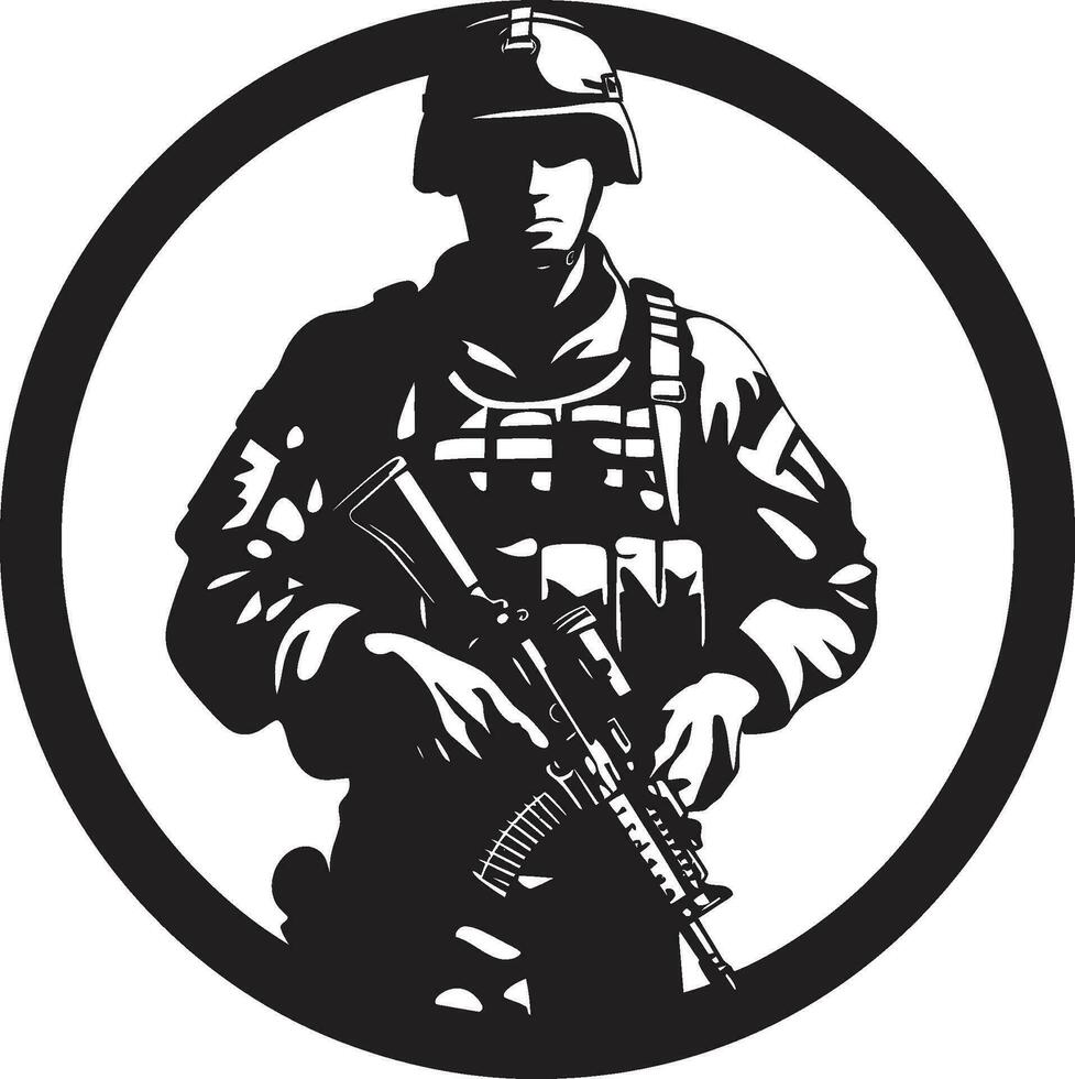 Kämpfer Mahnwache Vektor Soldat Symbol Verteidiger s Tapferkeit schwarz Militär- Emblem