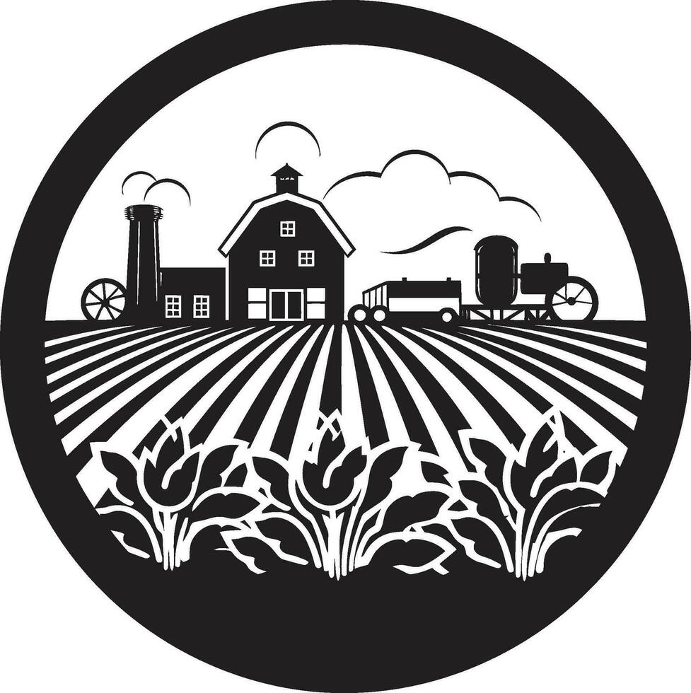 Ernte Oase landwirtschaftlich Bauernhaus Symbol Bauernhaus Glanz schwarz Vektor Logo zum Bauernhof Leben