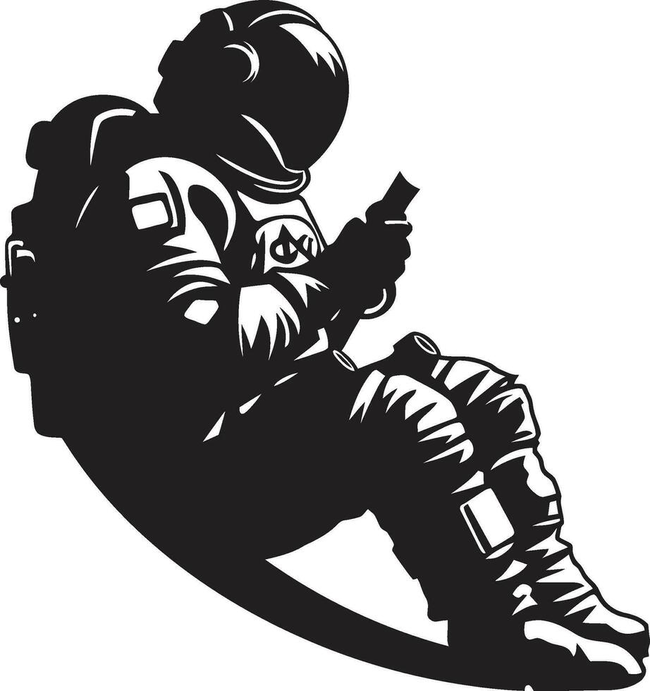 Plats explorer astronaut symbolisk vektor kosmisk resa svart astronaut logotyp ikon