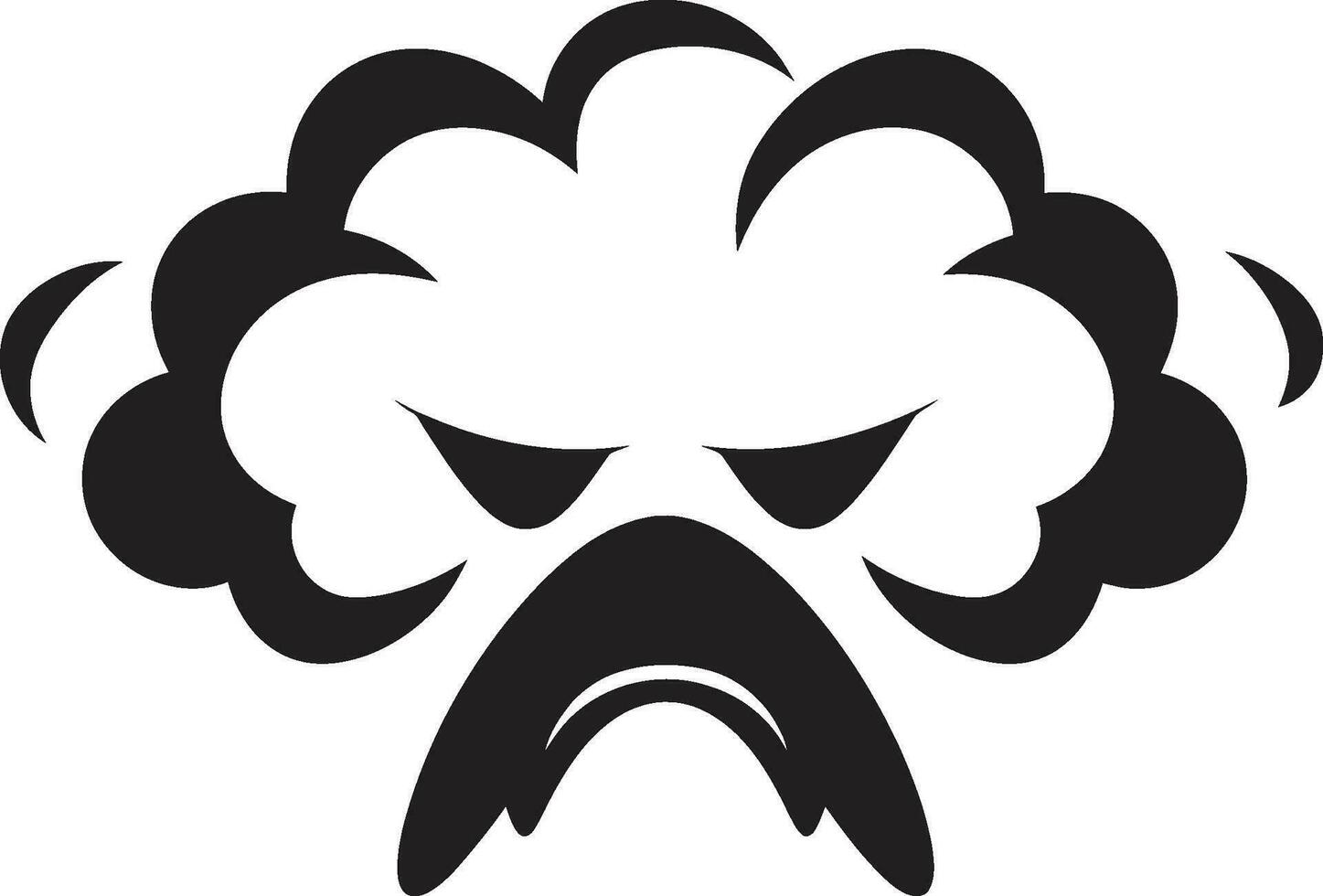 stormig utbrott tecknad serie moln logotyp ikon vresig mulen arg moln vektor design