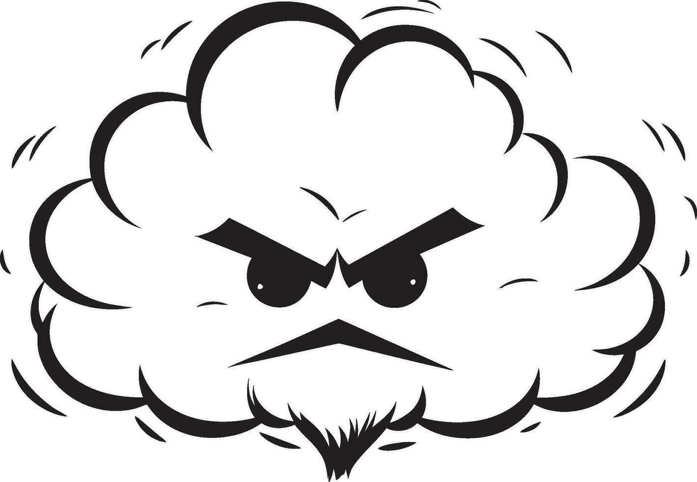 Sturm Wut Vektor wütend Wolke Emblem stürmisch Zorn wütend schwarz Karikatur Wolke