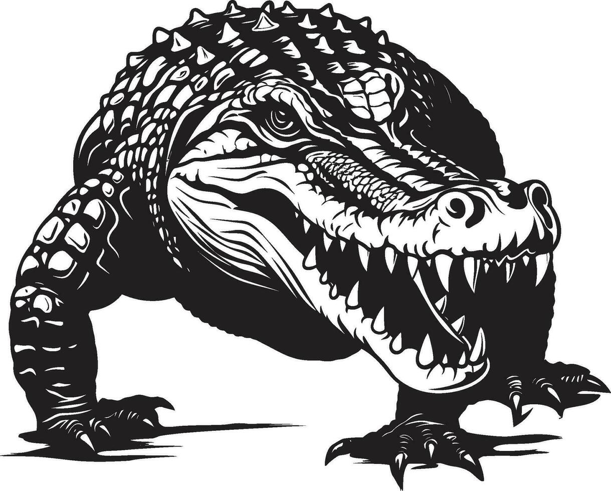 reptil- majestät svart alligator logotyp Lurking suverän vektor alligator ikon