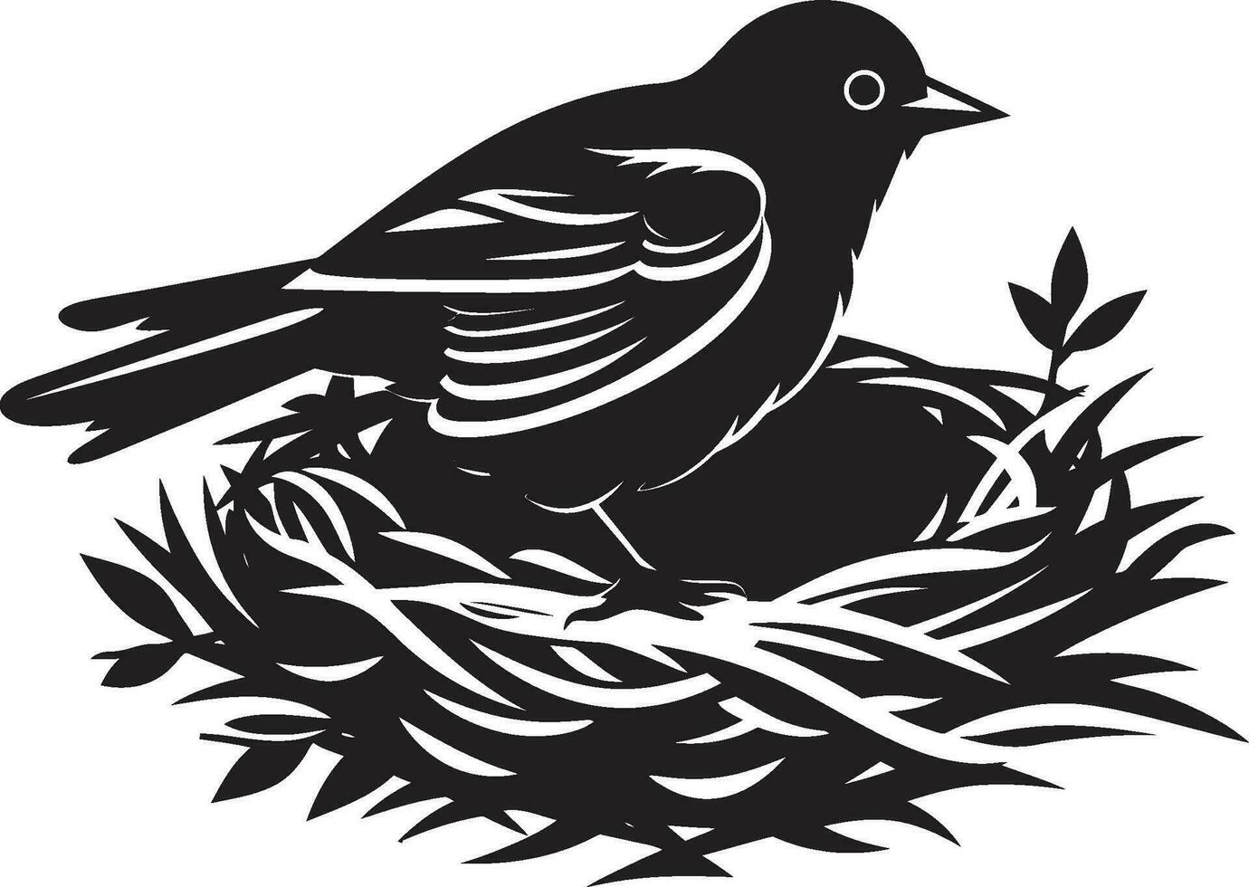 Vogel Kunst Vektor Nest Symbol Weber s berühren schwarz Vogel Emblem