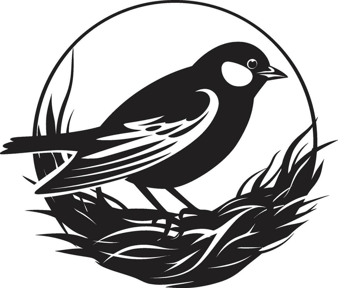 Nestcraft Vogel Kunst Emblem Weber Flügel schwarz Vogel Nest Logo vektor