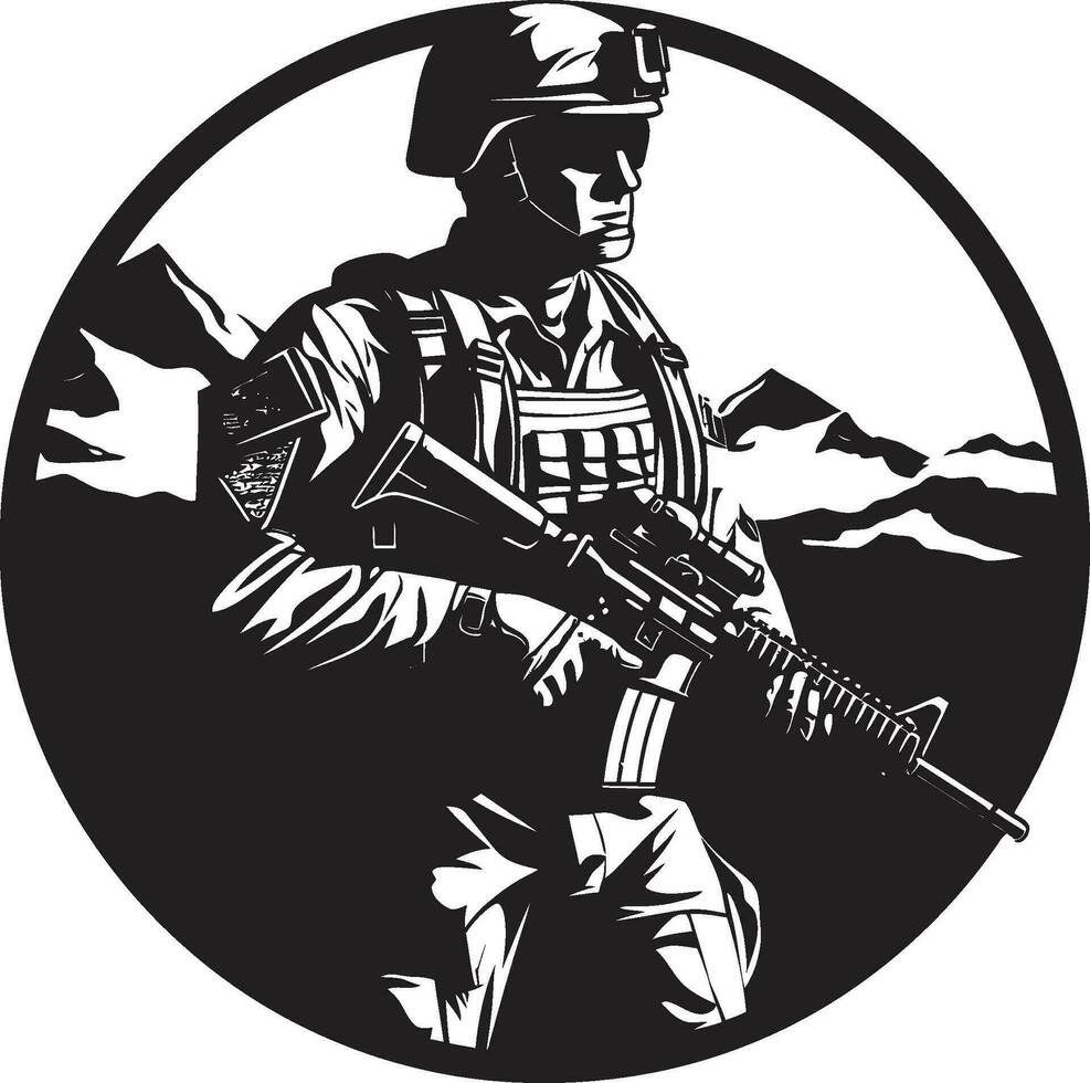 defensiv beskyddare svart soldat ikon militant vaksamhet arméman vektor design