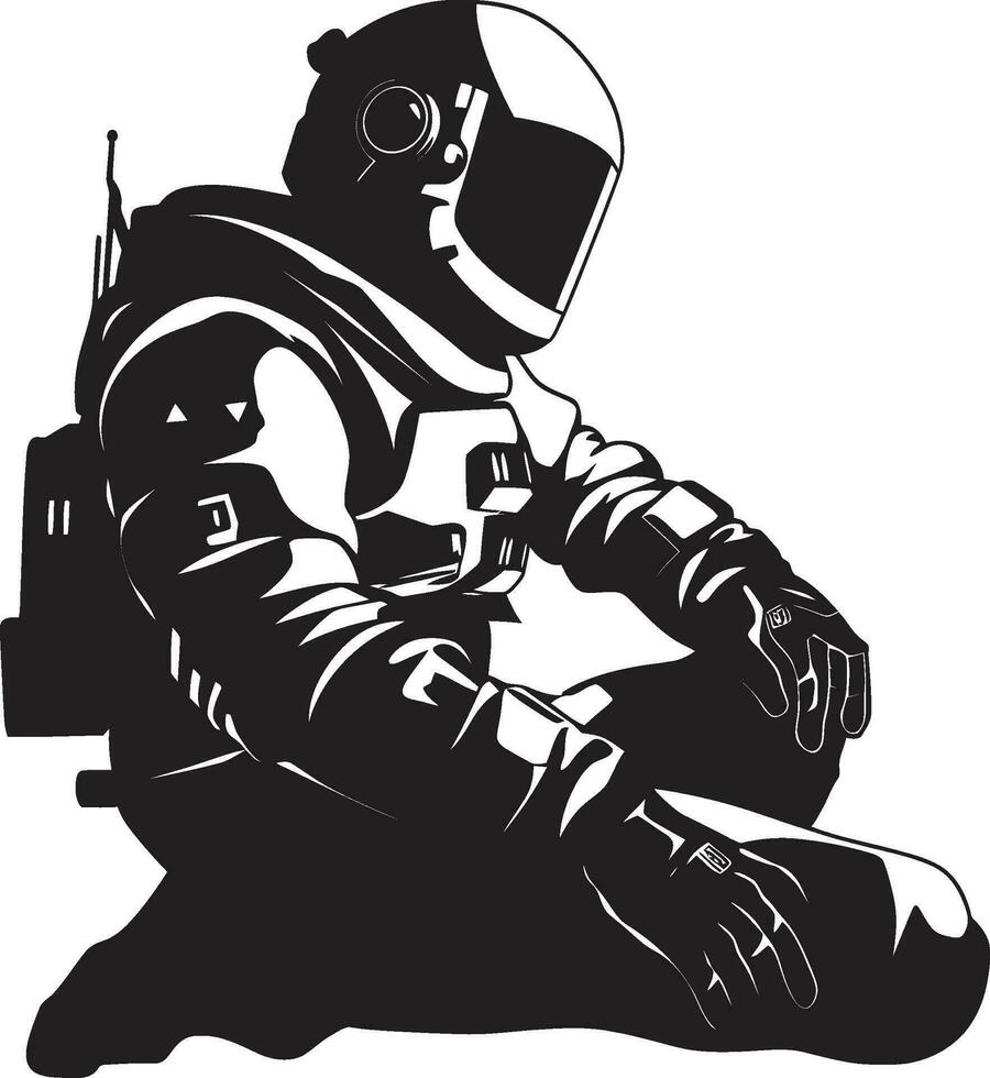Raum Pionier schwarz Helm Logo Symbol galaktisch Reisende Astronaut Symbol Design vektor
