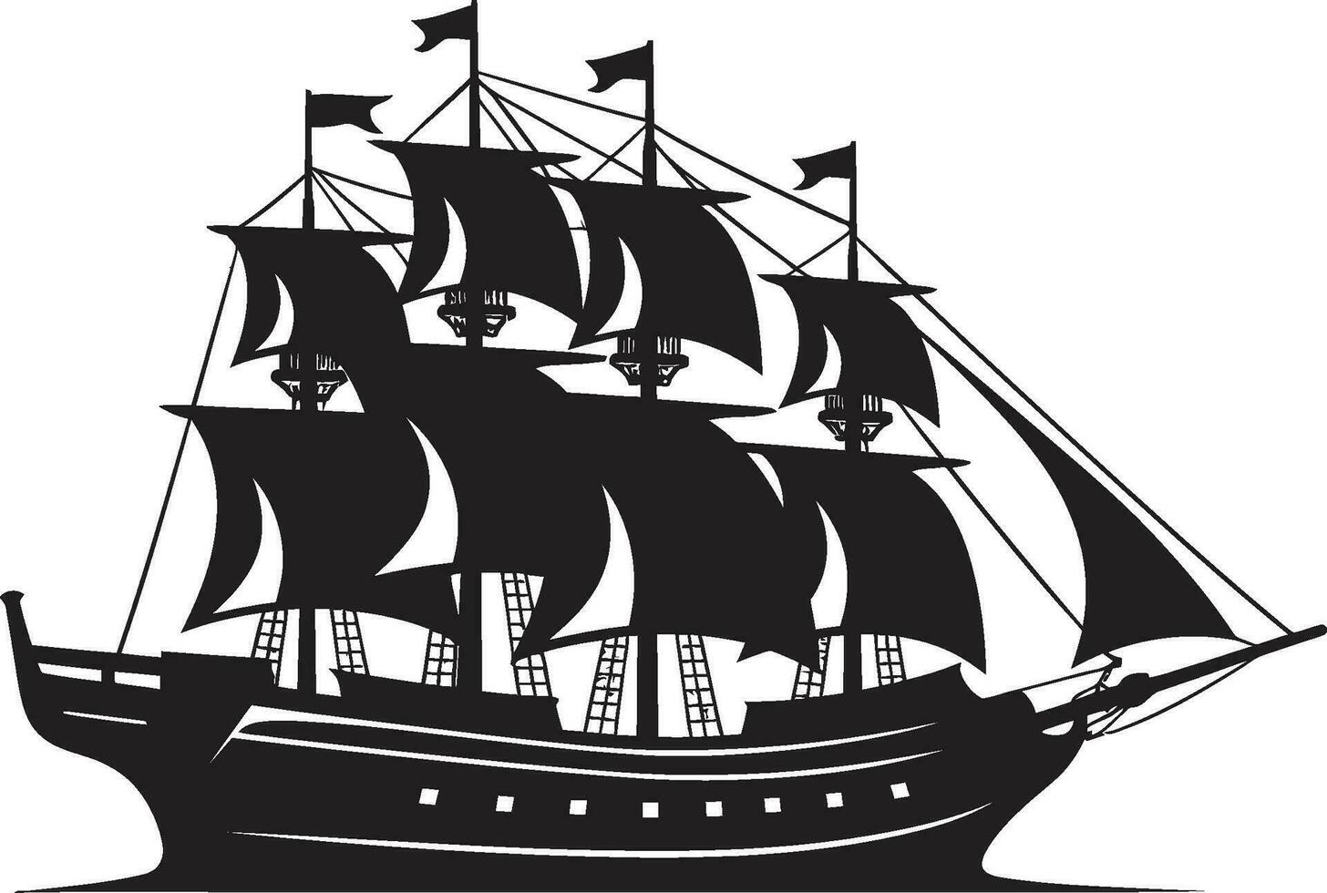 havs arv vektor gammal fartyg arv sjöfarare svart fartyg ikon